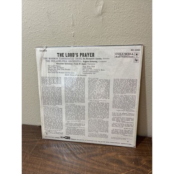 Mormon Tabernacle Choir The The Lord's Prayer Columbia 6068 Vinyl Record LP - Picture 2 of 2